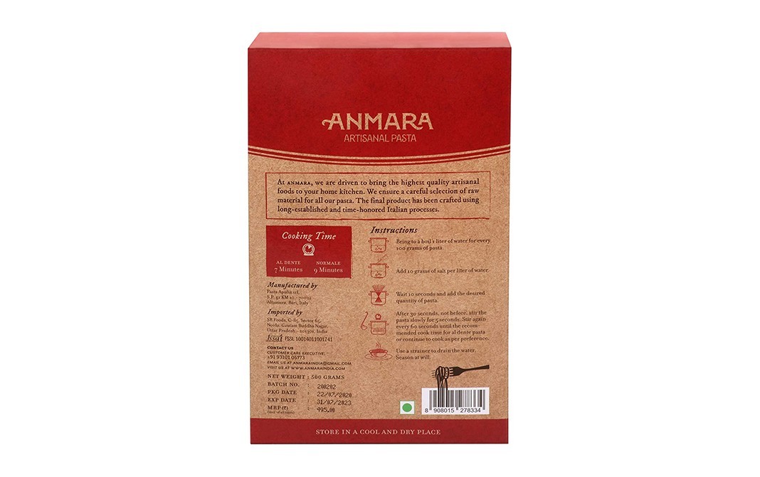 Anmara Artisanal Pasta Organic Festoni Hard Durum Wheat Pasta   Box  500 grams